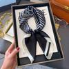 New Striped Silk Scarf Simulation Silk Small Square Scarf Simple Fashion Professional Scarf Silk Scarf Square Scarf High-end Matching