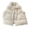 Winterweste für Damen, verdickter, gepolsterter Reißverschluss, Stehkragen, ärmellos, einfarbig, winddicht, wärmespeichernd, Daunenmantel für den Außenbereich