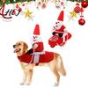 Large Dog Christmas Costume Santa Rider Costume, Outfit, Adjustable Closure, Funny Festival Pet Outfit Apparel for Small To Medium Dogs, Holiday Party