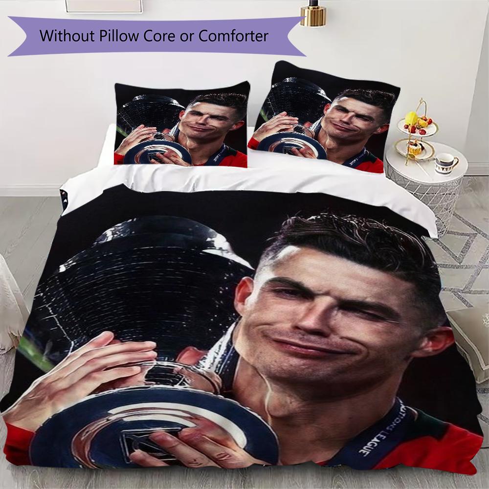 C Ronaldo Mönster Sängkläder Täcke Set Täcke Örngott Heminredning Födelsedagspresent (1 * påslakan + 2 * örngott utan innerkudde)