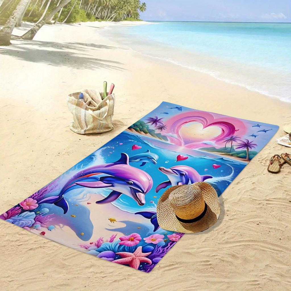 Tropische Dolfijn Strandlaken Zomervakantie Print Zwembadkant Handdoek Groot Ontwerp Strand Decoratie Cadeau Mat Oceaan Leven Resort Kleding