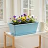 Rectangular Planter Large Plant Pot with Drainage Holes Long Planter Box with Saucer for Windowsill Vegetables Herbs Succulents