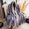 Women'S Elegant Thickened Warm Scarf, Double-Sided Faux Cashmere Shawl with A Cashew Flower Pattern, Featuring A National Style Design