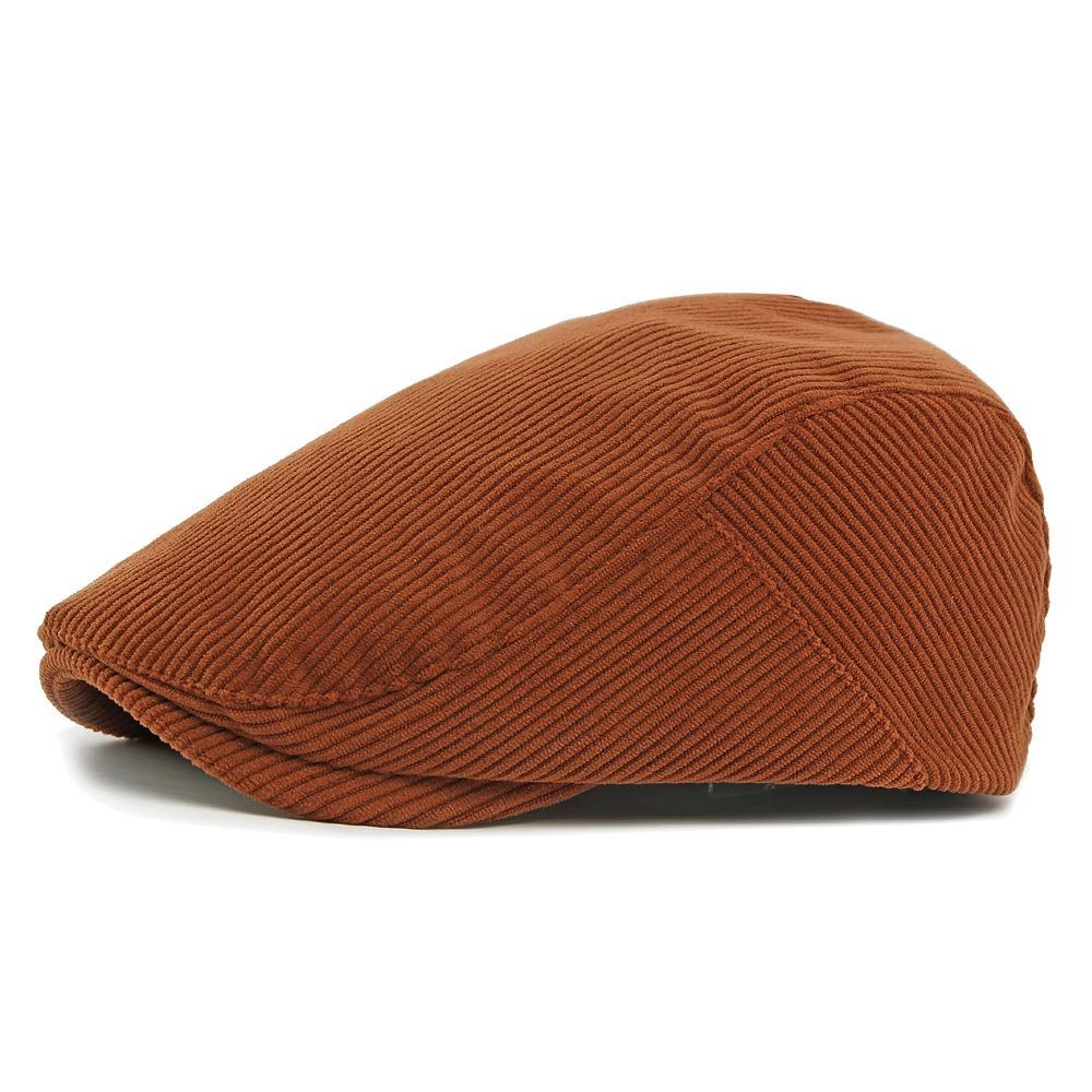 Trendy Solid Color Corduroy Beret Hat Big Size Adjustable Newsboy Hat Vintage Style Ivy Cap Autumn Winter