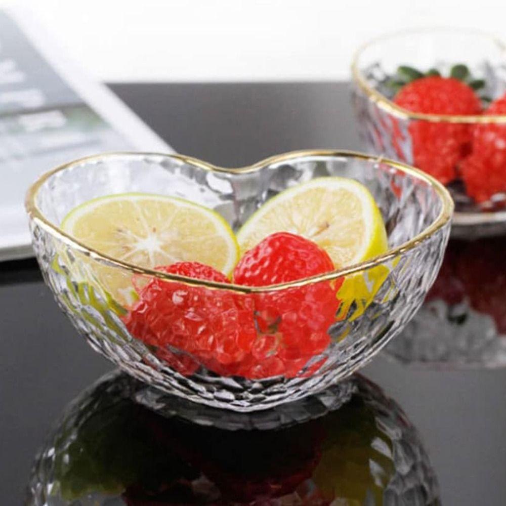 Heart Shaped Glass Heart Bowl Love Heart Candy Trays Simple Fruit Plate Fruits Salad