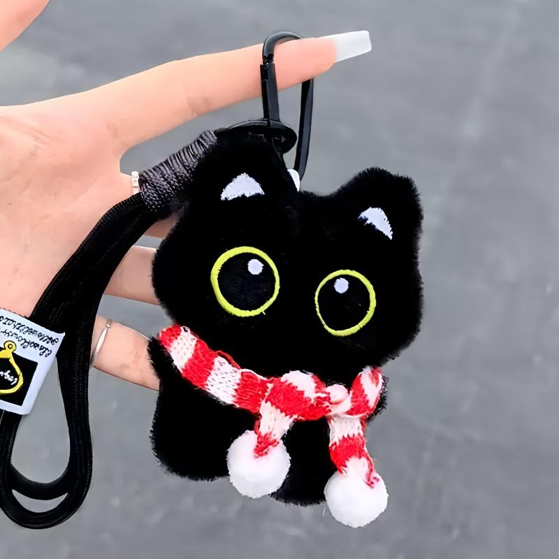 Süße Schwarze Kätzchen Plüsch Schlüsselanhänger Weiche Kawaii Katze Plüschtier Puppe Anhänger Auto Schlüsselanhänger Kätzchen Spielzeug Spielsets Puppe für Freunde Geburtstagsgeschenk Geschenke