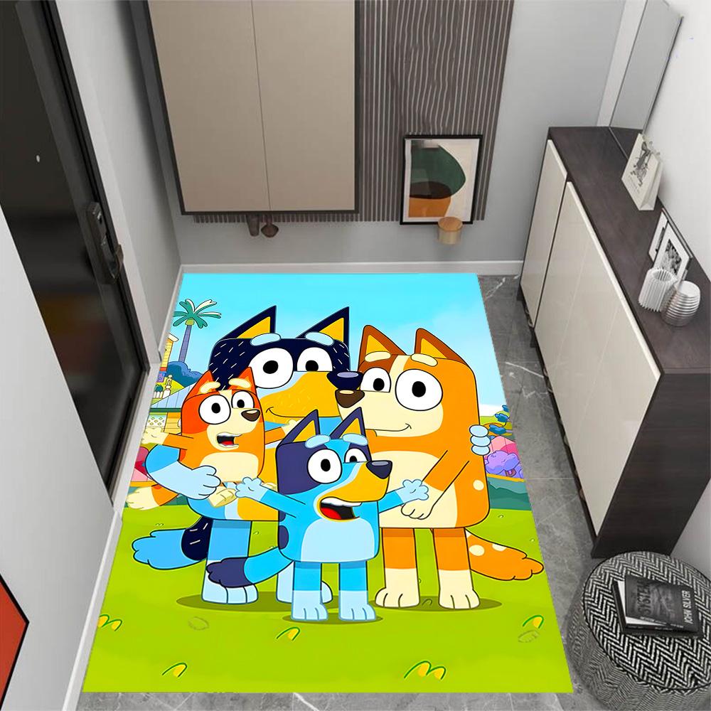 Bluey's Colorful Friends Themed Anti-Slip Rugs - Polyester Home Decor, Suitable for Bedrooms, Living Rooms, Doorways, Studios, and Decorations