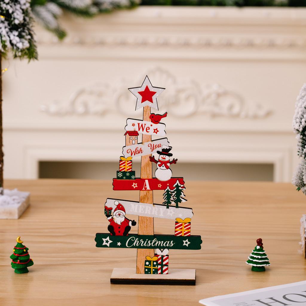 Charmante Weihnachtsdekoration aus Holz mit Wichtel und Schneemann und festlicher englischer Beschriftung