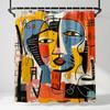 Rideau de douche Art Visage Abstrait, Décoration de salle de bain Graffiti Coloré Style Mid Century Moderne, Rideau de salle de bain en tissu Style Picasso