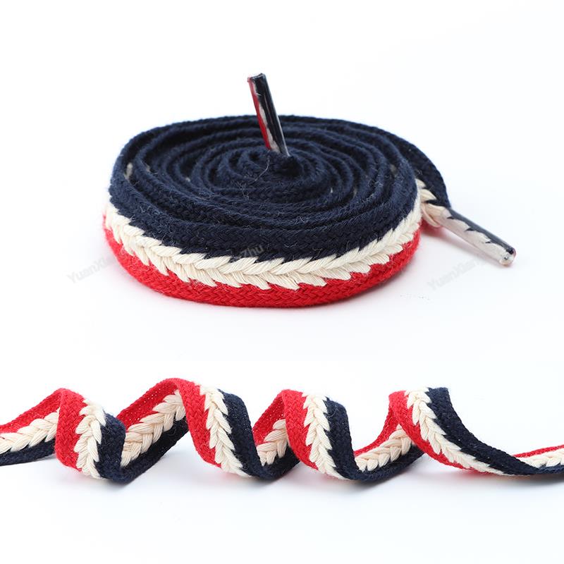 Colorblock Schnürsenkel für Sneaker Qualität 1,5 cm Breite Flacher Schnürsenkel Marke Baumwoll-Schnürsenkel für Schuhe 100/120/140/160cm Schnürsenkel