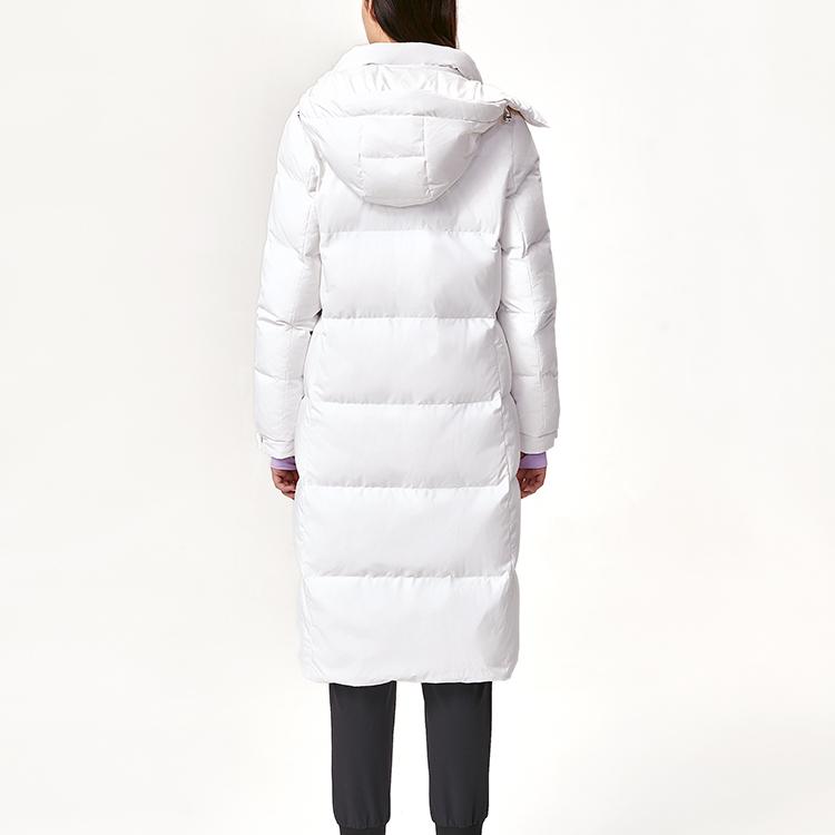 Fila Embroidered Logo Sports Mid-Length Hooded Down Jacket Women Outerwear Standard-White F11W149909FWT