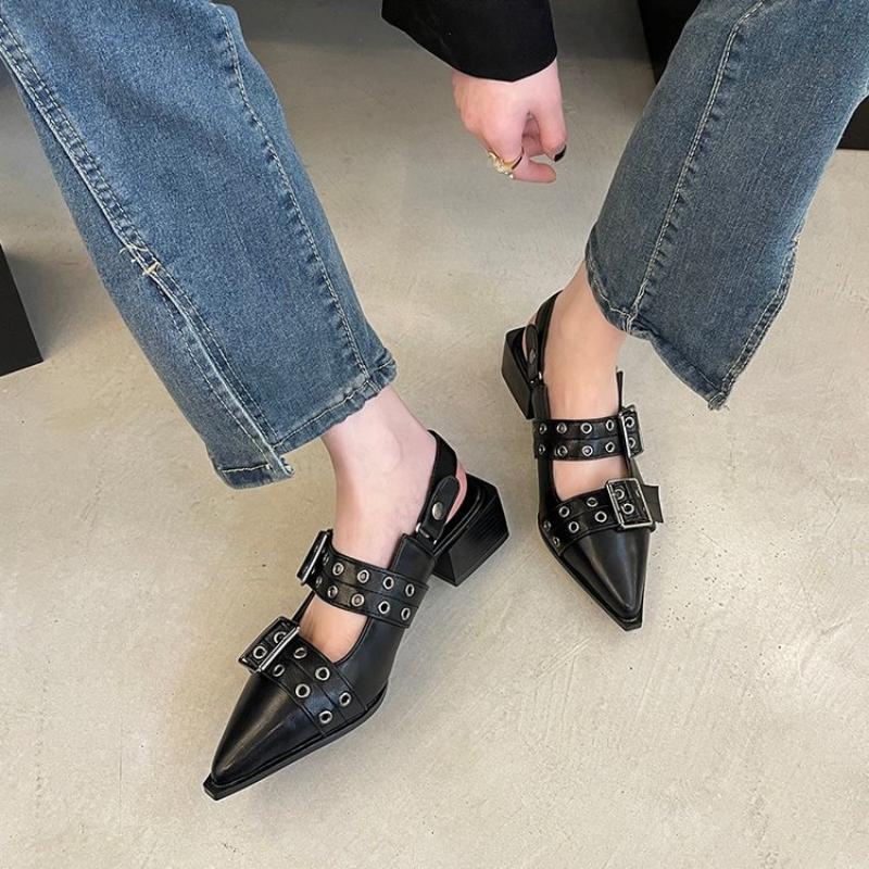 Moda 2025 sandały damskie lato baleriny damskie szpiczaste nitowane pojedyncze buty platforma sandały damskie zapatos de mujer tendencia