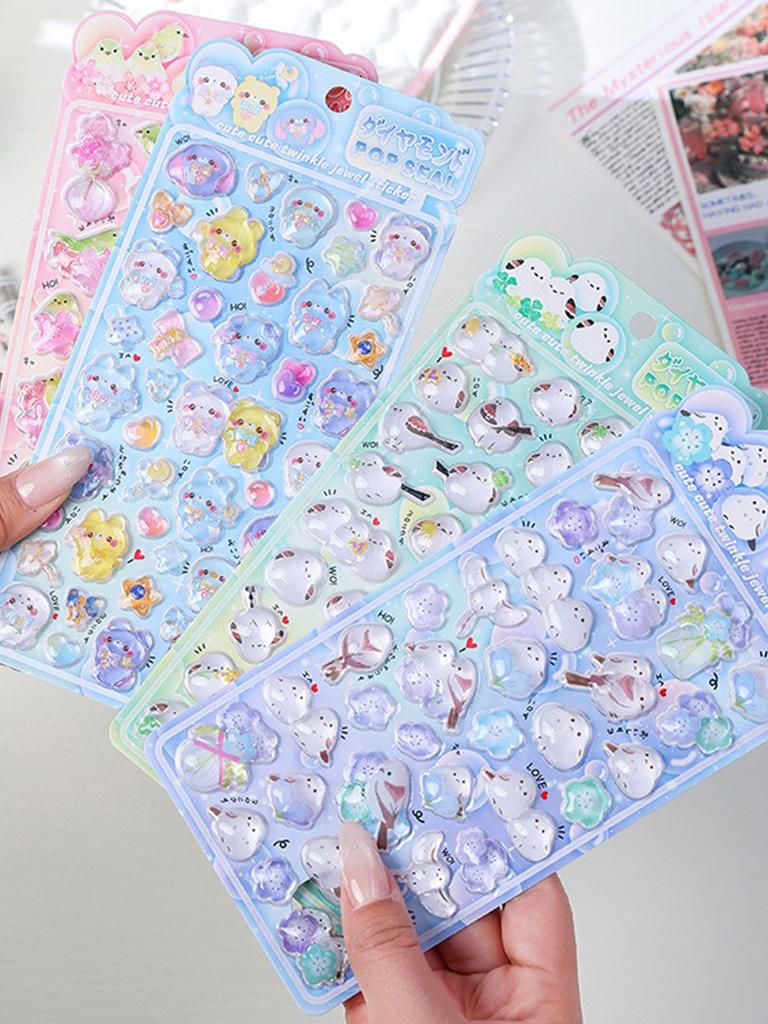 Japanese 3D Three-Dimensional Embossed Cute And Fun Stickers, Cartoon Cute Decompressed Children'S Decorative Stickers With Bird