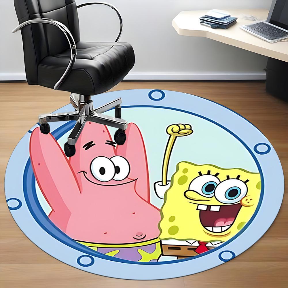 1pcSpongeBob Patrick Office Round Area Rug, Indoor Mat Suitable For Office, Under Office Chairs Bedroom Living Room Home Decor, Room Deco