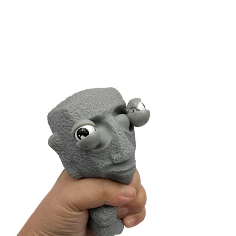 Stone Man Stress Toy Slowly Rebounds Soft Statue Squeeze Eyes Interested Expression Relaxes Stress Children's Gift