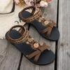 Women’s Bohemian Elastic Strap Flat Sandals Comfortable Summer Shoes