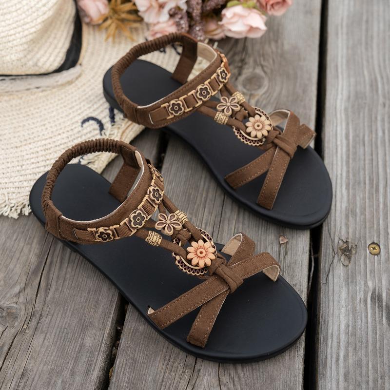 Women’s Bohemian Elastic Strap Flat Sandals Comfortable Summer Shoes