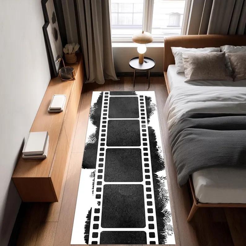 Vintage Cinema Ticket Film Theme Carpet Mat Rug Home Decoration Movie Pattern Floor Area Rug Entryway Hallway Retro Design