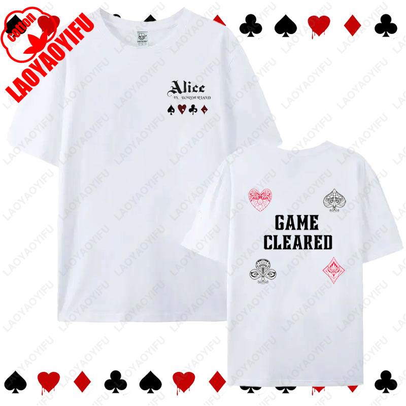 Alice In Borderland Cards Game Tops Anime Peripherals Suitable Enthusiast Unisex Tshirt Suitable Summer Women Men Cotton Tees