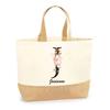 Beach Tote Bag - PLANETEE - Josianne Letter Flower - Natural Jute - Sturdy Handles - Multicolored