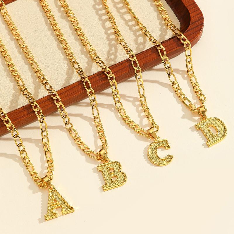 26 Letters Necklace Fashion Gold A-Z Letter Pendant Necklace Versatile Jewelry