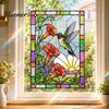 Kleurrijke Bloemen Raamfolie Glas-in-lood Statische Stickers, Kolibrie Bloemen Stickers, Verwijderbare Privacyfolie PVC Decals voor Huis Deur Serre