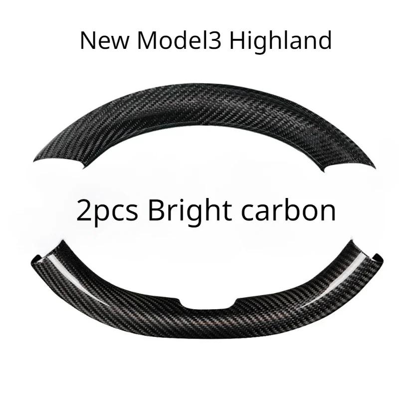 For Tesla New Model 3 Highland 2024-24 Accessories Steering Wheel Cover Real Dry Carbon Fiber 3K240G Steering Wheel Shell Decor