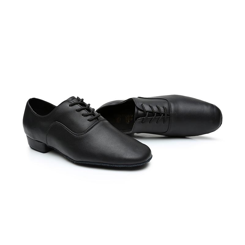 Low Heels 2.5CM Black Leather Men Modern Ballroom Shoes Tango Dance Shoes