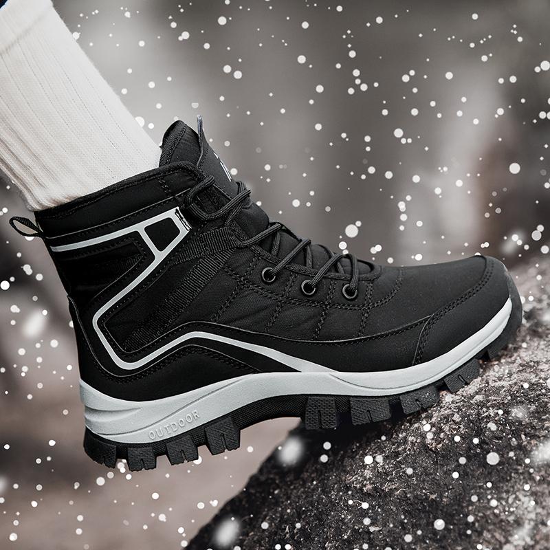 Men Winter Snow Boots Super Warm Men Hiking Boots High Quality Waterproof Leather High Top Big Size Men's Boots Outdoor Sneakers