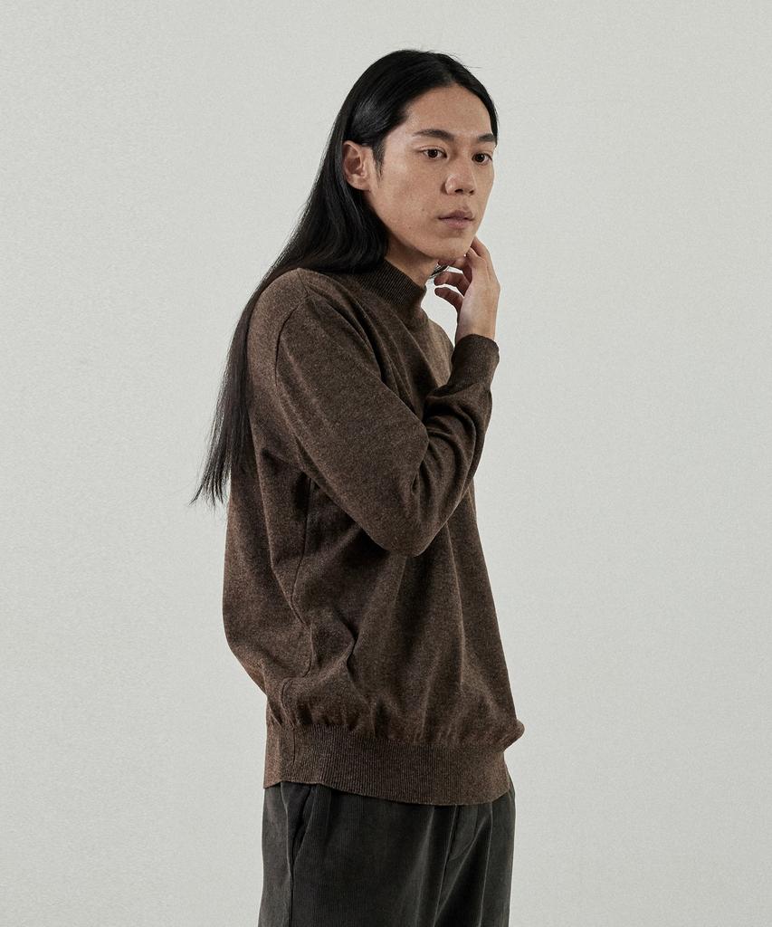 Analog Mood-Like Semi-Half Turtleneck Knit (Brown)