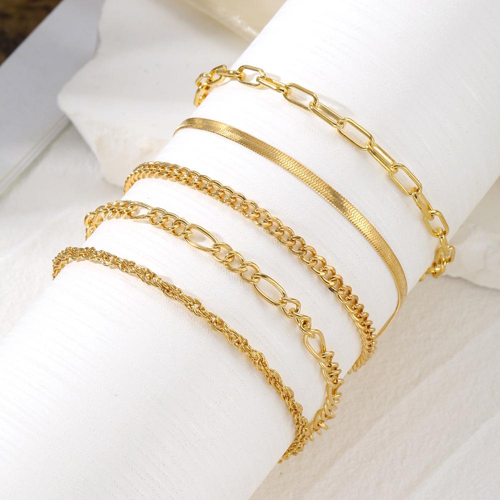 Bohemian Minimalistische Meerlaagse Metalen Ketting Dames Armband Set