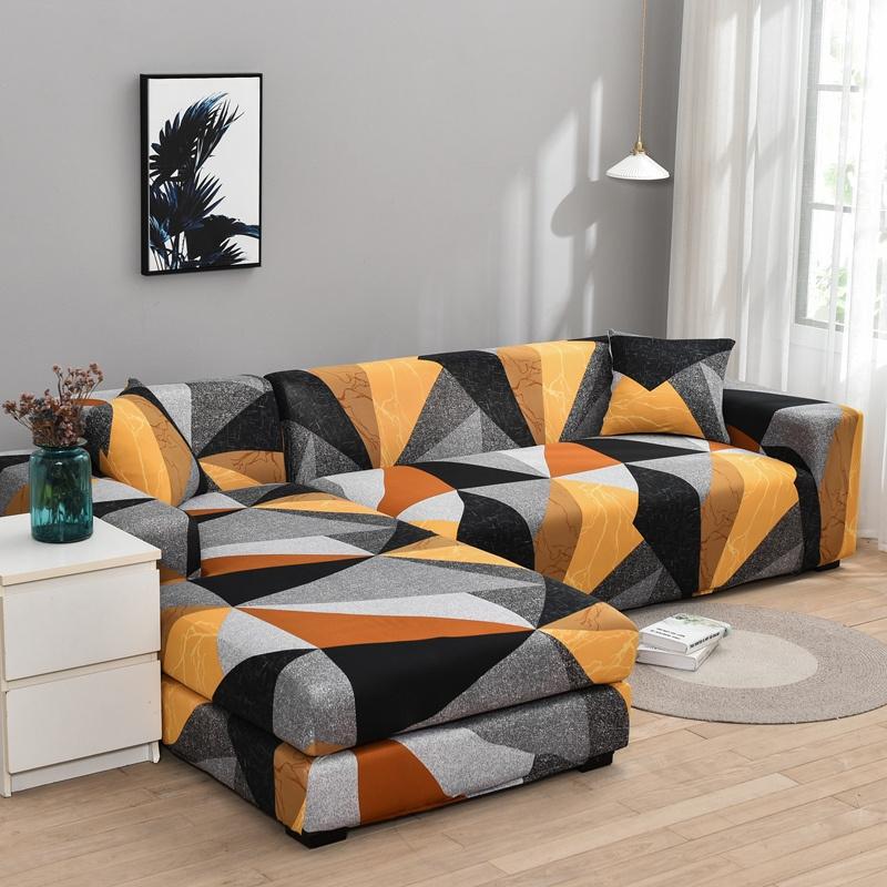 Elasticated Sofa Covers for Living Room Spandex Chaise Longue Corner Armchair Cover Cushion Couch Furniture 190-230cm Slipcovers