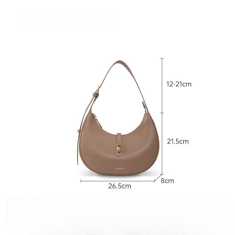 Underarm Women's Genuine Leather Shoulder Bag Crescent Bag High-grade Niche Portable Leather Casual Crossbody Bag for Women
