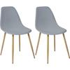 Set of 2 Scandinavian Style Chairs "Ava" Metal Legs Oak Effect Atmosphera - 53x47x85 - Grey