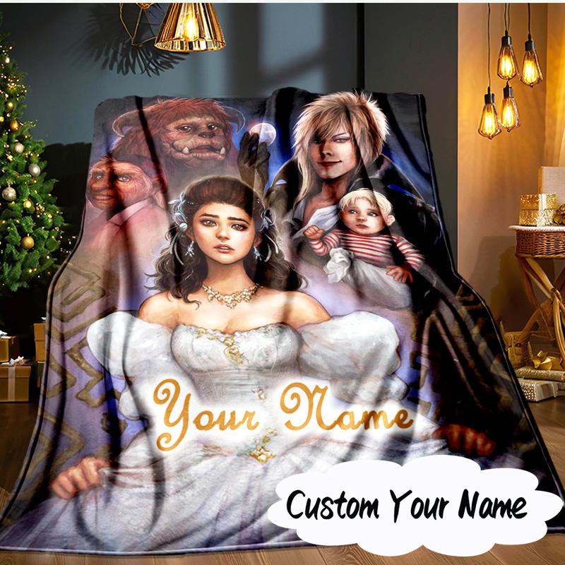 Custom Name Fantasy Labyrinth Adventure Blanket Ideal Bedding Blanket Perfect for Travel, Camping, Living Rooms, Offices, Sofas, Fan Christmas Gift