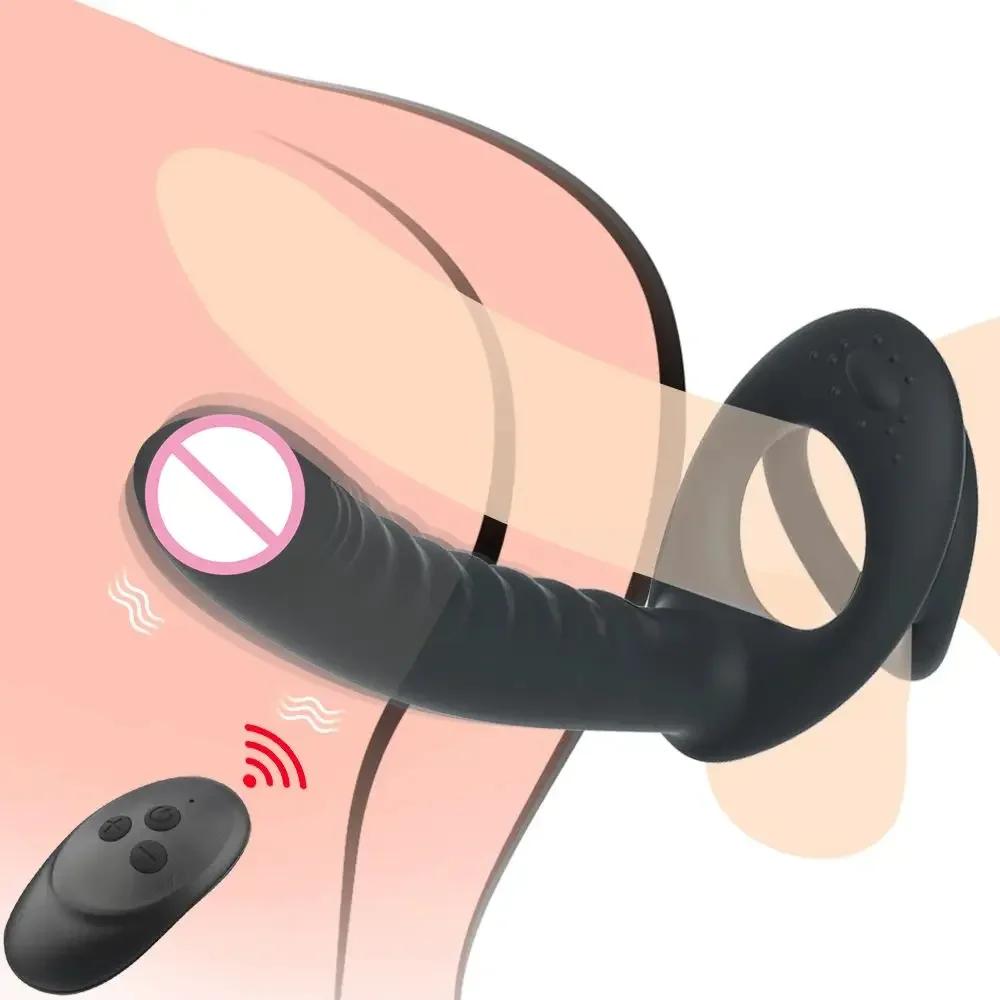 Double Penetration Strap on Anal Vibrator for Couples Dildo Vibrator Anus Plug G Spot Clitoral Vagina Vibrator Intimate Adult Sex Toys Masturbator