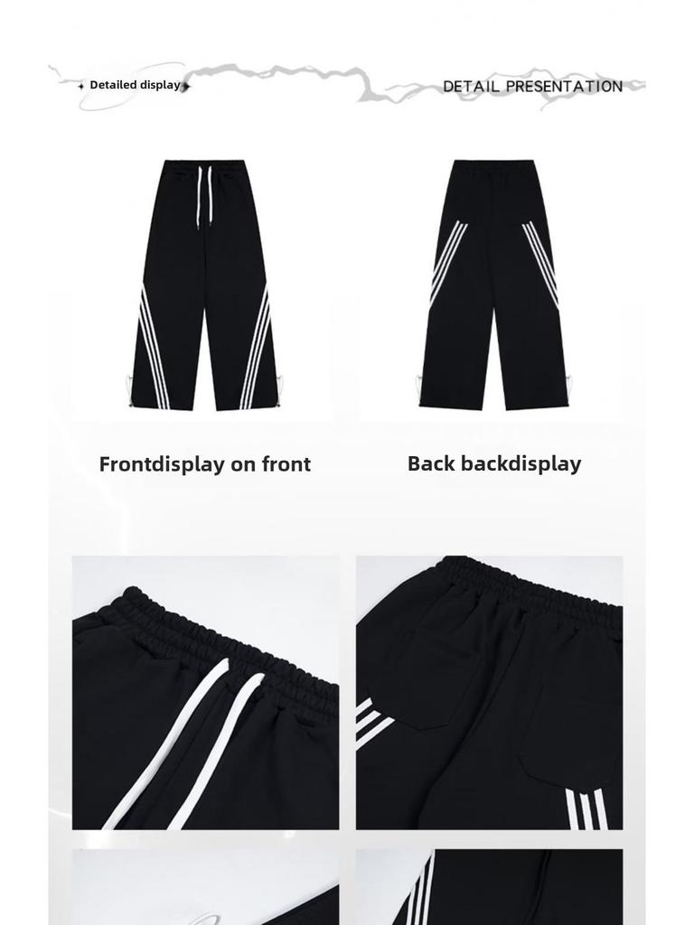 Women's Summer Trendy Side-Striped Wide-Leg Sports Pants
