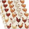 Platzsets 4/6/8 Stück Retro Bauernhoftiere Huhn Leinen Tischsets Hitzebeständig Waschbar Platzsets für Innen Außen Familie