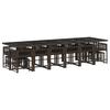 17 Piece Garden Dining Set with Cushions Brown Poly Rattan