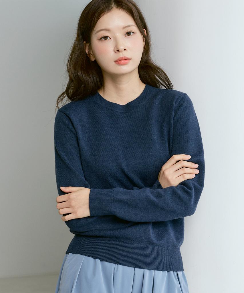 210EDIT Unisex Soft Knit Round Neck [Navy]_Zz4Sw070