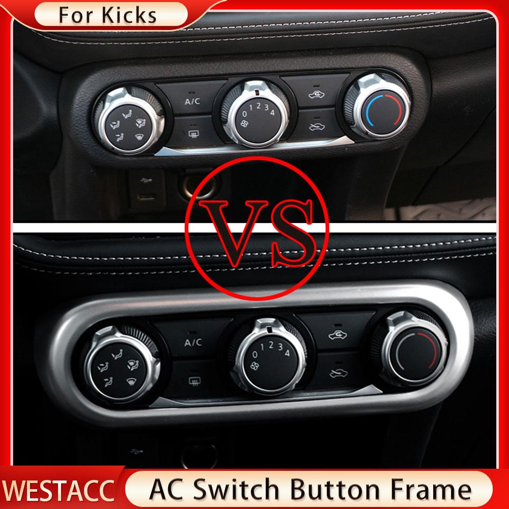 ABS Chrome Center Air Conditioning AC Switch Button Panel Frame Trim Sticker for Nissan Kicks 2017 - 