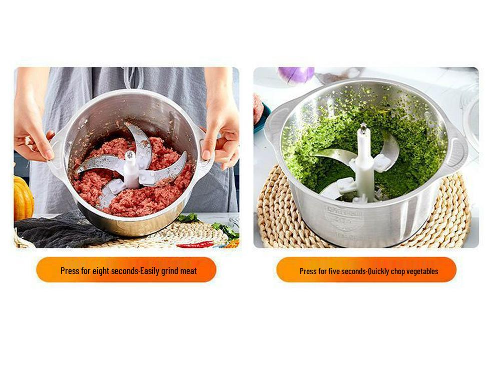 5L Electric Meat Grinder & Food Processor: Multifunctional Stainless Steel, Ideal for Garlic, Chili, and Household Use
