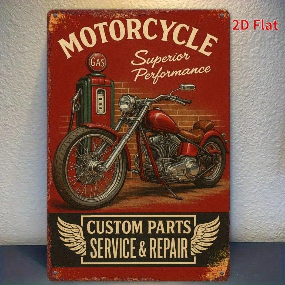 Vintažinis Motociklų Garažas Skardos Ženklas Retro Sienos Meno Dekoras 8x12 Colių Rustic Metalinis Vyriškas Urvas