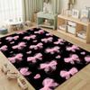 Tappeto Rettangolare Grande con Fantasia Fiocco Nero & Rosa e Cuori in Poliestere, Lavabile a Mano, per Soggiorno, Camere da Letto