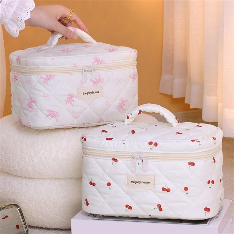 Sac à Maquillage Matelassé à Nœud Mode Accessoire pour Femmes Usage Quotidien Décontracté Voyage Élégant Articles de Rangement Cosmétique