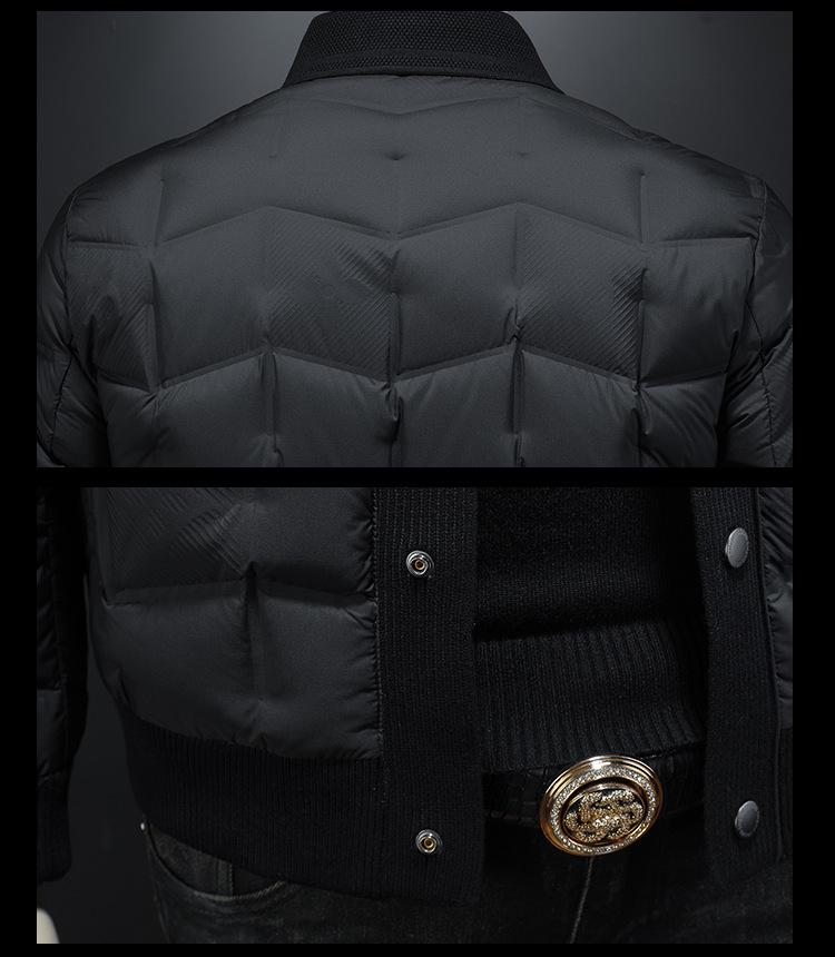 2025 Winter Men's Lapel Down Jacket: Casual Knit Patchwork, Thick, Short Coat