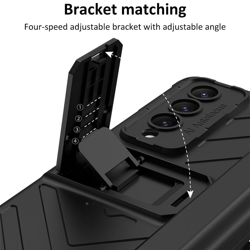 Estojo Magnético Dobrável tipo Armadura Deslizante Para Samsung Galaxy Z Fold 4 5g Com Suporte Ajustável Capa de Proteção Completa Anti-Queda