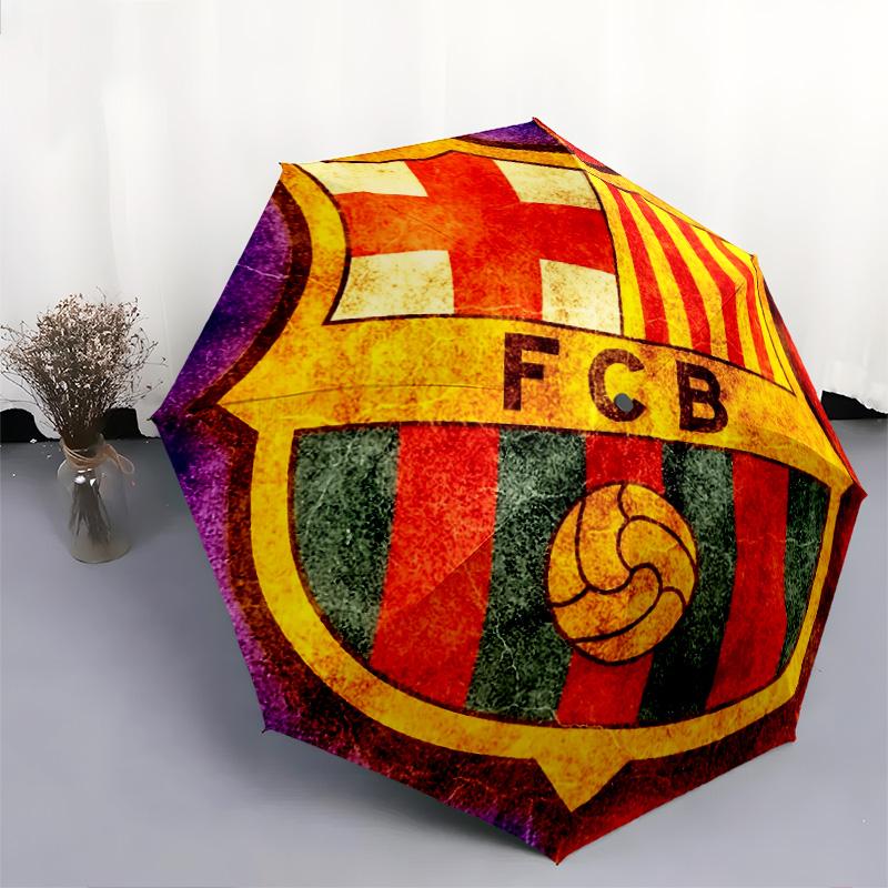 FC Barcelona Pattern, Automatic Folding Umbrella, Portable and Foldable Design, 8 Ribs, a Christmas or Birthday Gift.