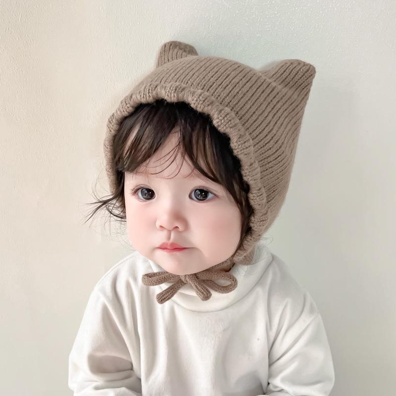 Nuovo cappello da bambino simpatico cartone animato orecchie tinta unita morbido cotone cappelli da neonato bambino ragazzo ragazza protezione calda berretti da lavoro a maglia