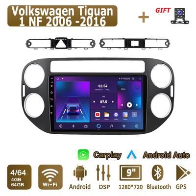Android Carplay autorádio pre Volkswagen Tiguan 1 NF 2006 -2016 Multimediálny prehrávač Hlavná jednotka Stereo GPS navigácia BT WIFI 4+64GB